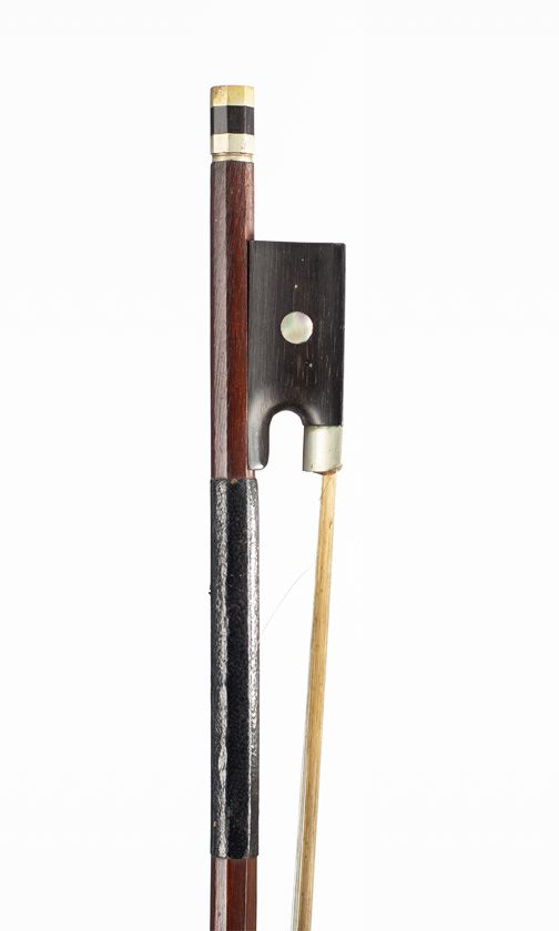 A nickel-mounted violin bow, unbranded