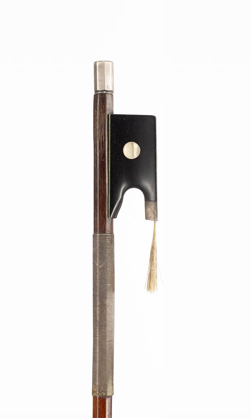 A silver-mounted violin bow, unbranded