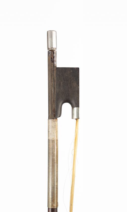 A silver-mounted violin bow, branded Tubbs