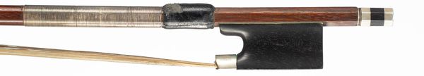 A nickel-mounted violin bow, unbranded