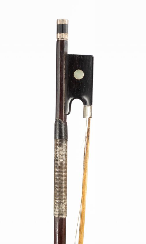 A nickel-mounted viola bow, Germany, circa 1900