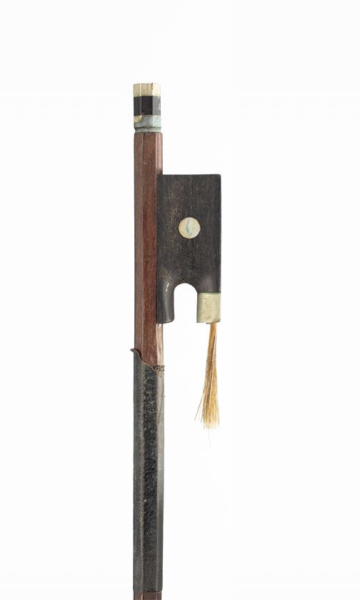 A nickel mounted violin bow, unbranded