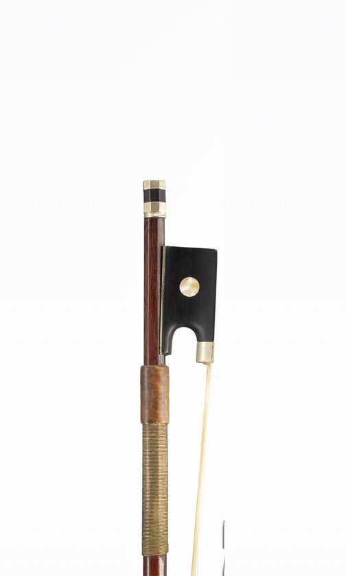 A nickel-mounted violin bow, unbranded