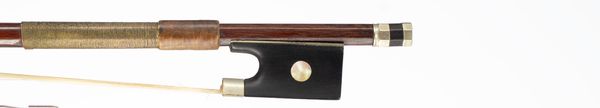 A nickel-mounted violin bow, unbranded