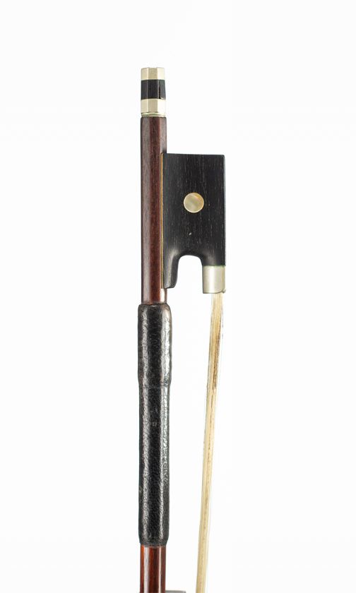 A nickel-mounted violin bow, unbranded