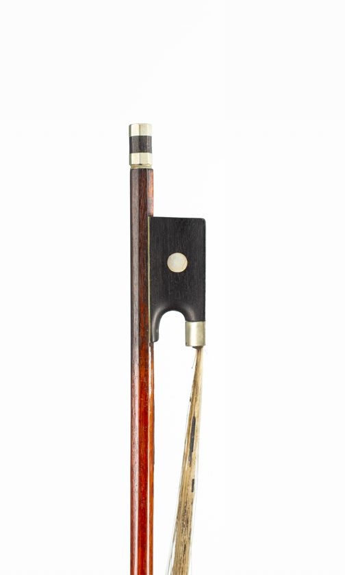 A nickel-mounted violin bow, unbranded