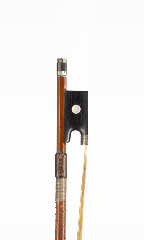 A silver-mounted violin bow, unbranded