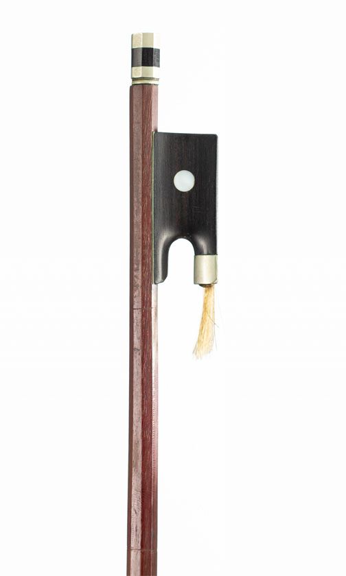 A nickel-mounted violin bow, unbranded