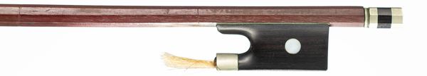 A nickel-mounted violin bow, unbranded