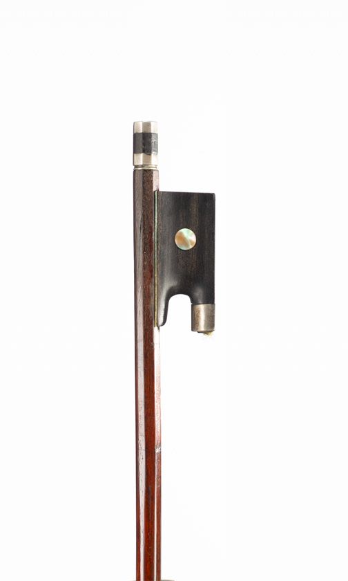 A three-quarter sized silver-mounted violin bow, unbranded