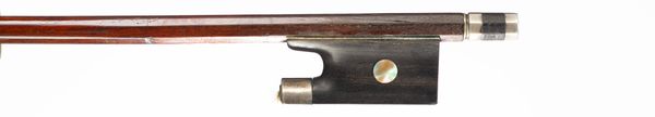 A three-quarter sized silver-mounted violin bow, unbranded