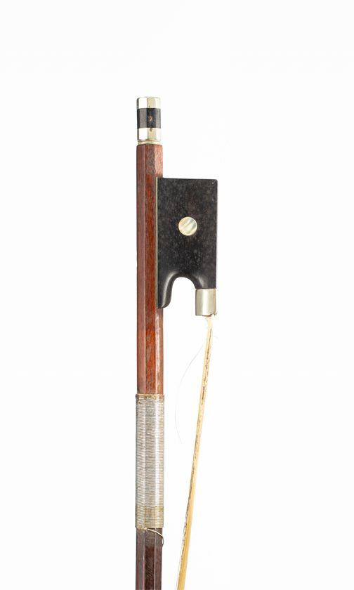 A nickel-mounted violin bow, unbranded