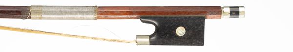 A nickel-mounted violin bow, unbranded