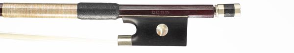 A nickel-mounted violin bow, branded Dodd