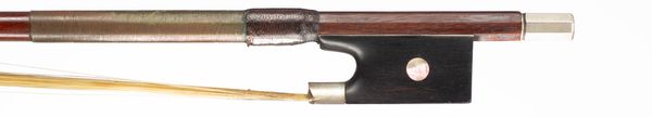 A nickel-mounted violin bow, unbranded