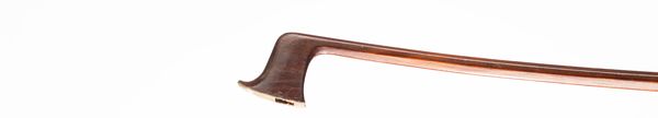 A nickel-mounted violin bow, branded Tourte