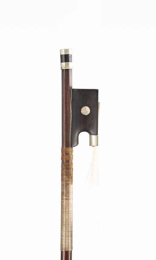 A nickel-mounted violin bow, Mirecourt, circa 1880