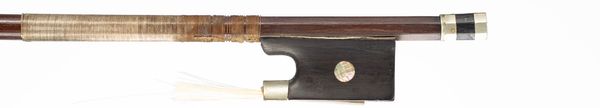 A nickel-mounted violin bow, Mirecourt, circa 1880