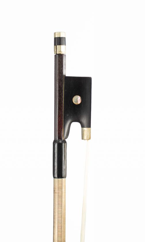 A nickel-mounted violin bow, unbranded