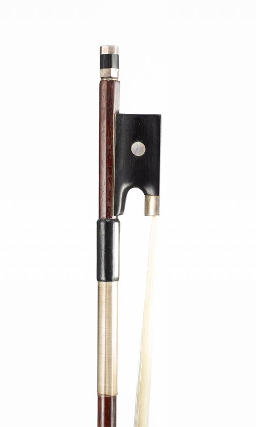 A nickel-mounted viola bow, unbranded