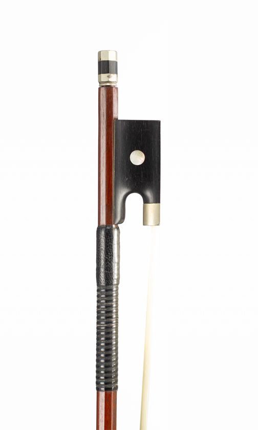 A nickel-mounted violin bow, unbranded