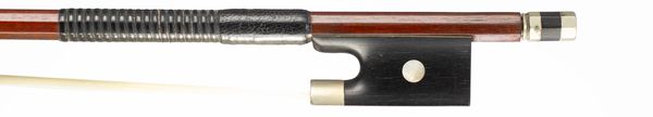 A nickel-mounted violin bow, unbranded