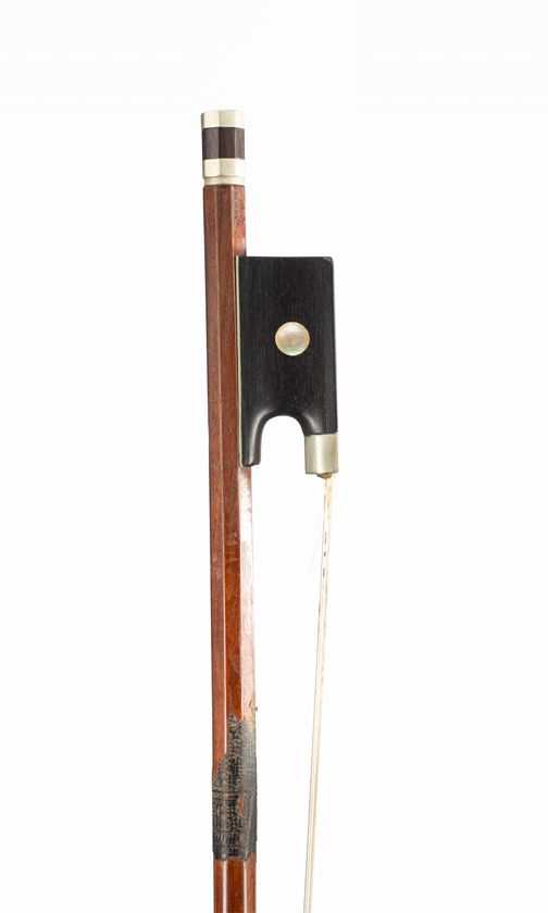 A nickel-mounted violin bow, unbranded