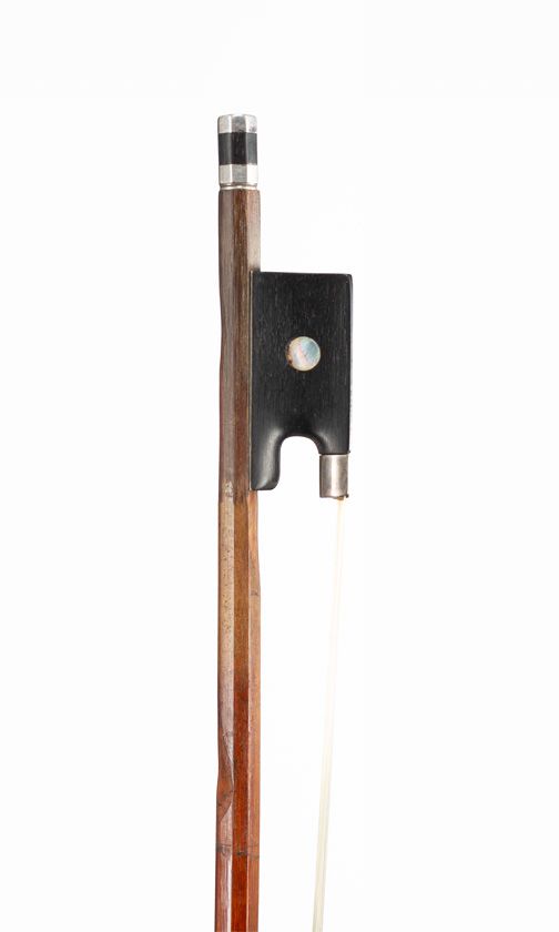 A silver-mounted violin bow, unbranded