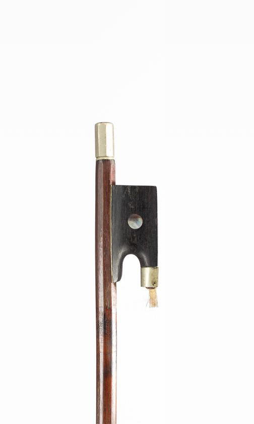 A nickel-mounted violin bow, unbranded