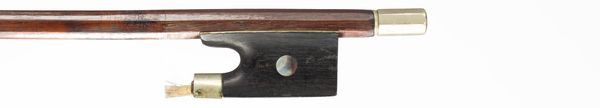 A nickel-mounted violin bow, unbranded