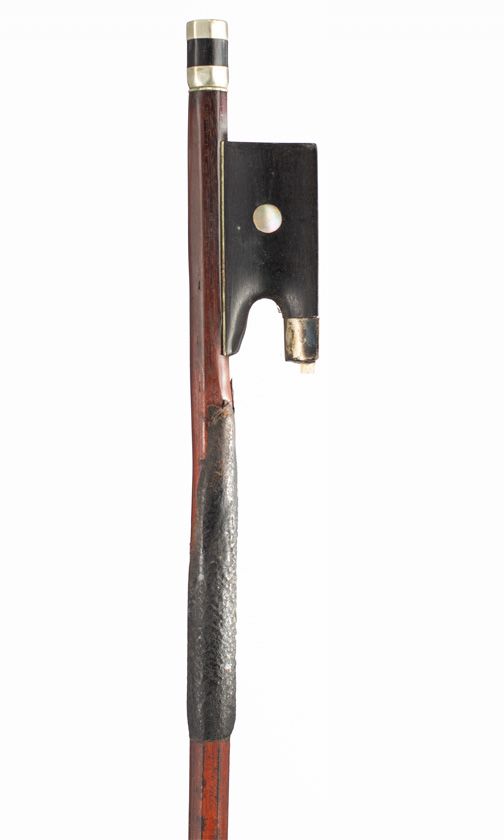 A nickel-mounted violin bow, unbranded