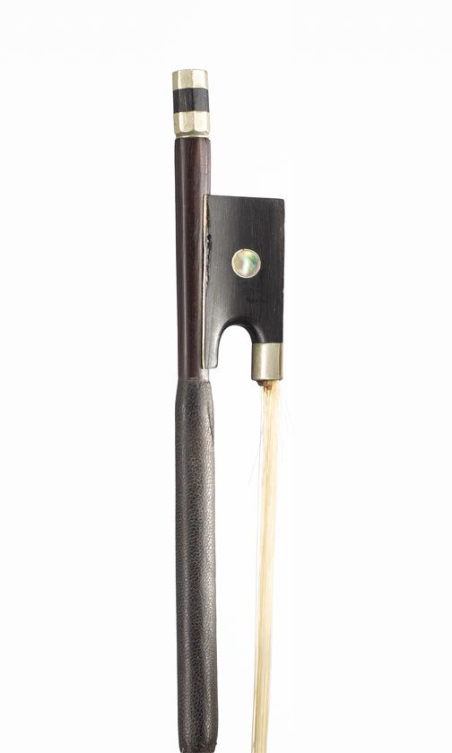 A nickel-mounted violin bow, unbranded