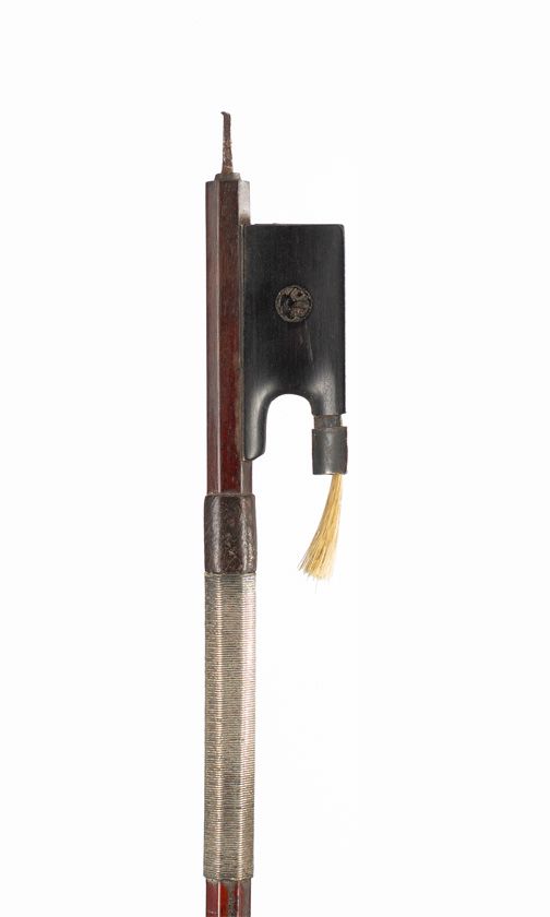 A silver-mounted violin bow, unbranded