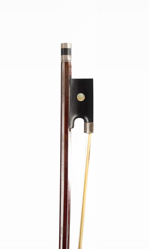 A silver-mounted violin bow, unbranded