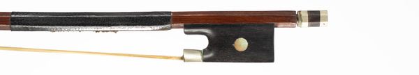 A three-quarter sized nickel-mounted violin bow, unbranded