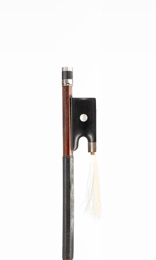 A silver-mounted violin bow, unbranded