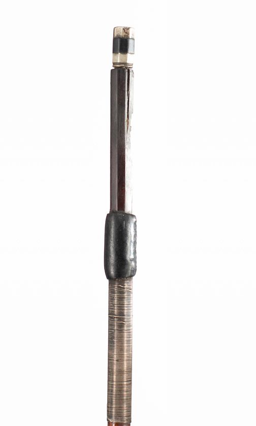 A silver-mounted violin bow, unbranded