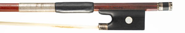 A silver-mounted violin bow, branded E. Reidel