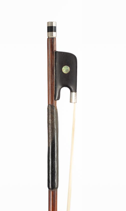 A silver-mounted cello bow, unbranded