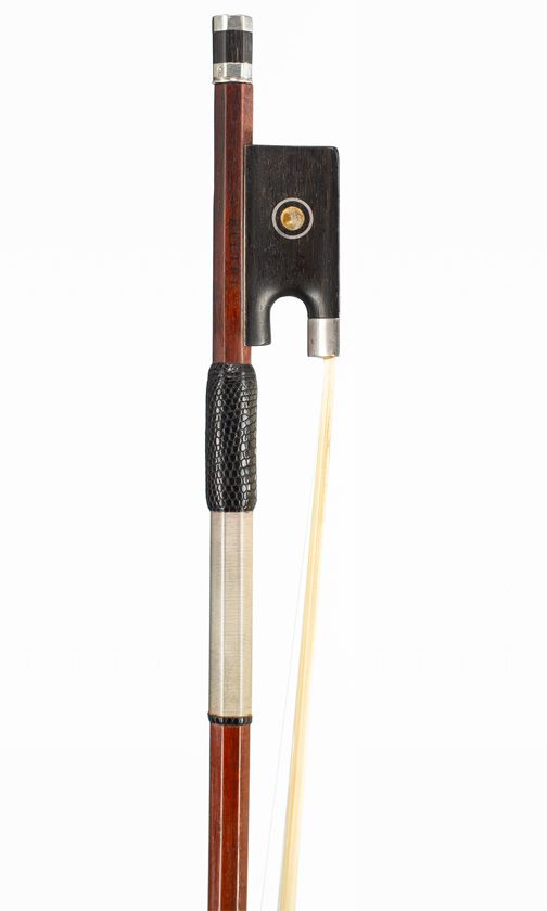A silver-mounted violin bow, branded Kittel