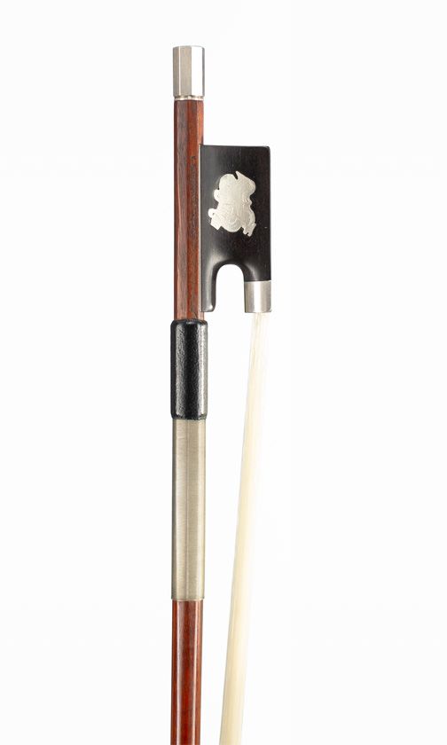 A silver-mounted violin bow, branded E. Sartory a Paris