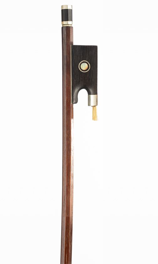 A nickel-mounted violin bow, unbranded