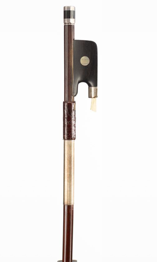 A silver-mounted violin bow, unbranded