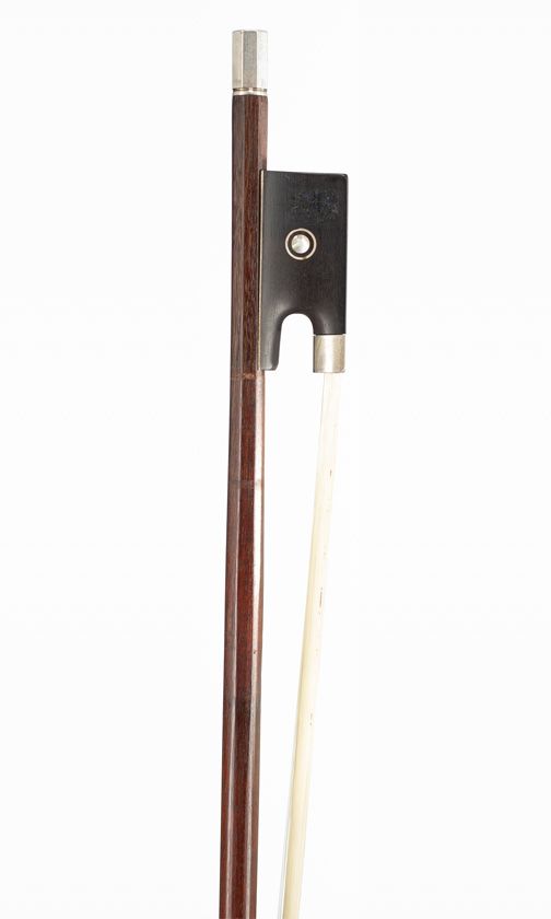 A silver-mounted violin bow, branded E. Sartory a Paris