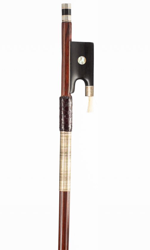 A nickel-mounted violin bow, unbranded
