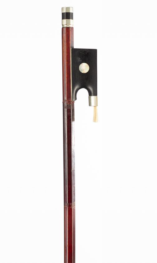 A nickel-mounted violin bow, unlabelled