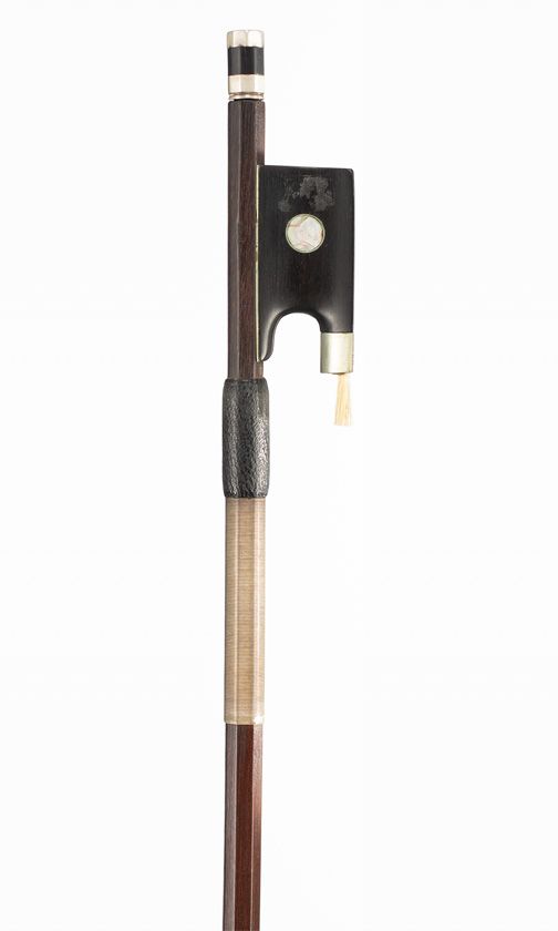 A nickel-mounted violin bow, unbranded
