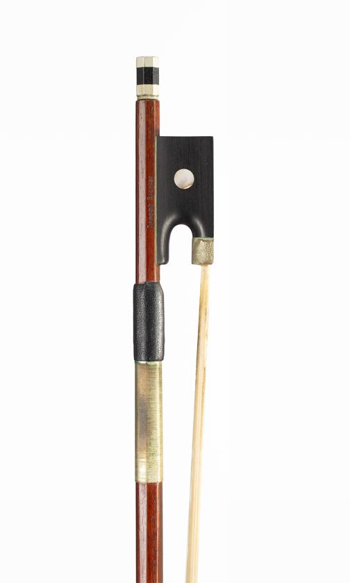 A nickel-mounted violin bow, branded Jospeh Richter