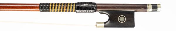 A nickel-mounted violin bow, unbranded