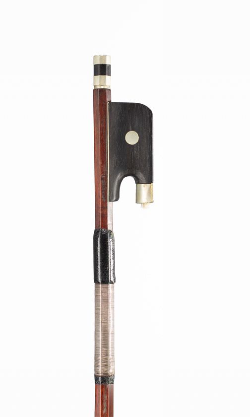 A nickel-mounted viola bow by Louis Morizot, Mirecourt